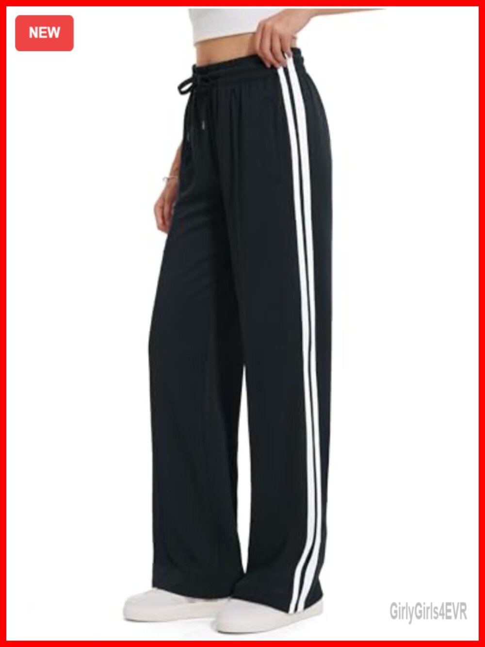 Women's Track Pants Straight Leg Side Stripe Athletic Joggers
